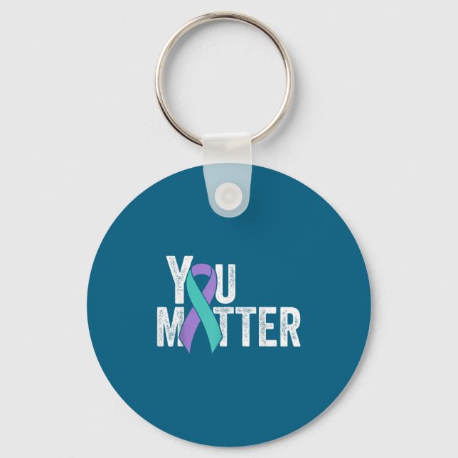 You Suicide Prevention Teal Purple Awareness Ribbo Schlüsselanhänger (Vorderseite)