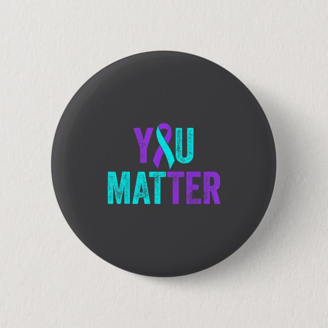 You Teal Purple Ribbon Suicide Prevention Awarenes Button (Vorderseite)