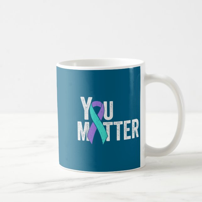 You Teal Purple Ribbon Suicide Prevention Awarenes Kaffeetasse (Rechts)