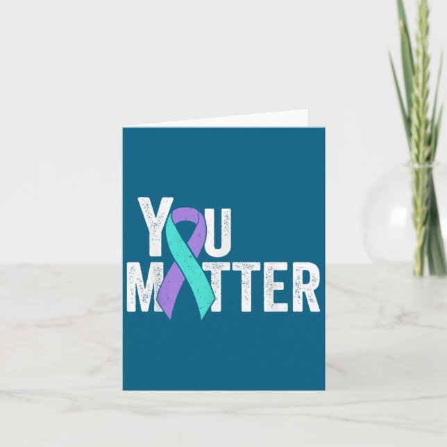 You Teal Purple Ribbon Suicide Prevention Awarenes Karte (Vorderseite)