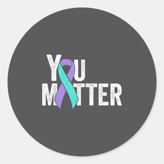 You Teal Purple Ribbon Suicide Prevention Awarenes Runder Aufkleber (Vorderseite)