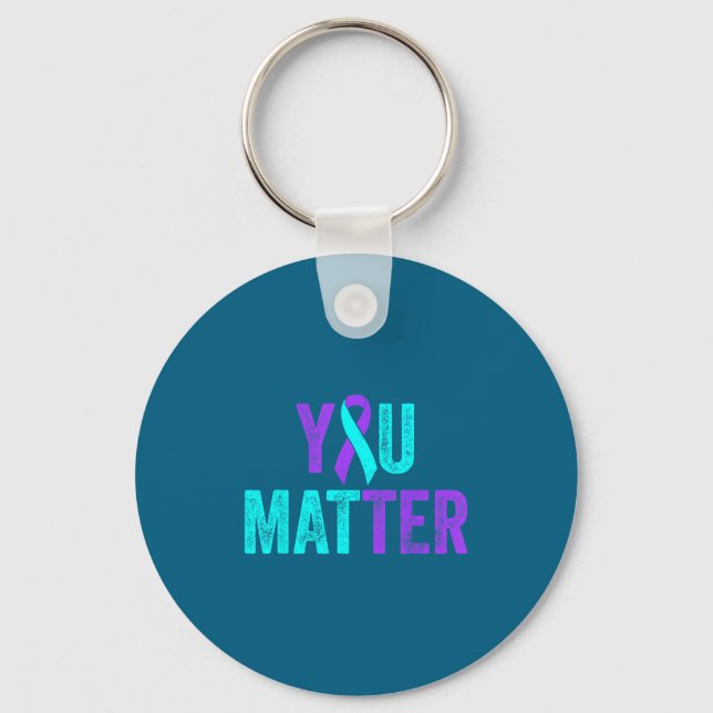 You Teal Purple Ribbon Suicide Prevention Awarenes Schlüsselanhänger (Vorderseite)
