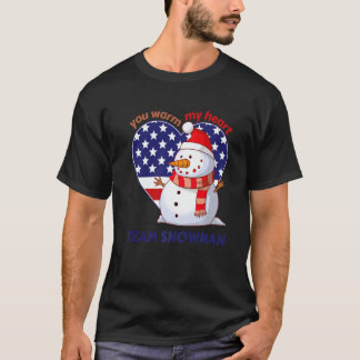 You Warm My Heart Team Snowman Heart Shaped US Fla T-Shirt