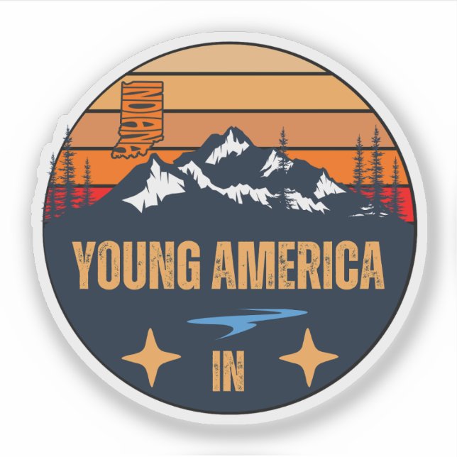 Young America, Indiana Aufkleber (Vorderseite)