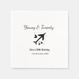 Young and twenty adventure happy birthday add name serviette
