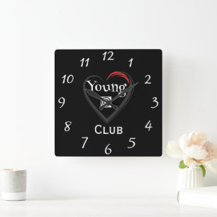 Young at Heart Club-Uhr Quadratische Wanduhr
