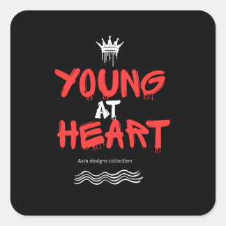 Young at Heart – Youthful Spirit Motivational Quadratischer Aufkleber