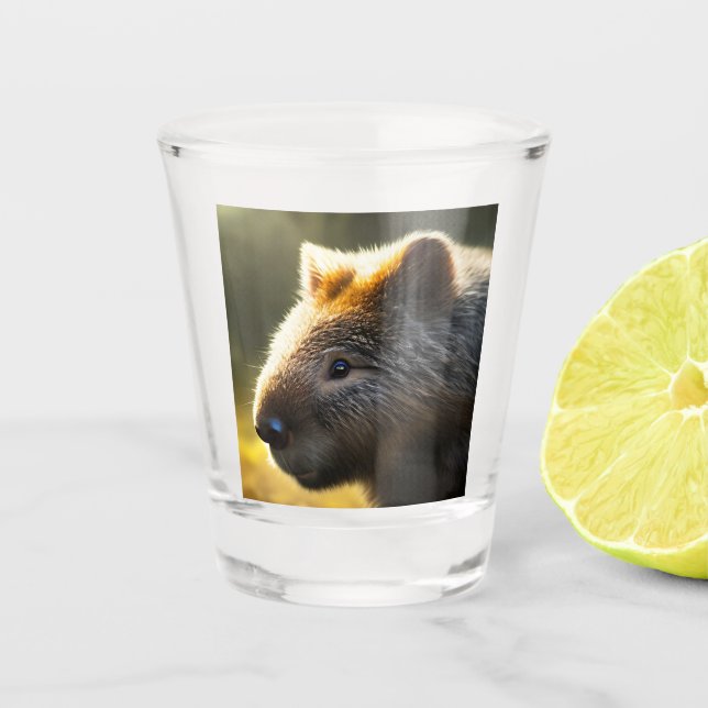 Young Australian Wombat, Shot Glass Schnapsglas (Vorderseite)