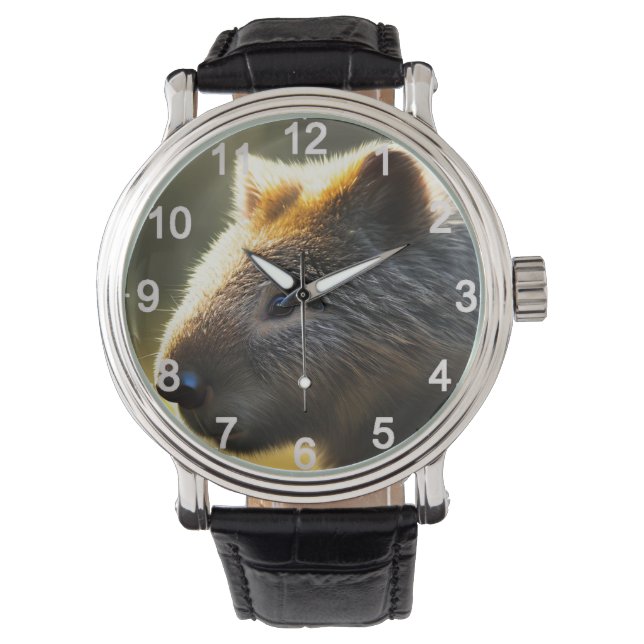 Young Australian Wombat, Wrist Watch Armbanduhr (Vorderseite)