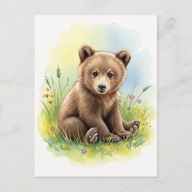 Young Bear Baby Wild Animals Postkarte (Vorderseite)