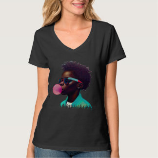 Young Black Boy Joy Bubble Gum Fun African Melanin T-Shirt