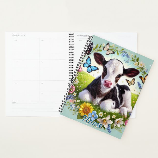Young Calf mit Blumenreath und Schmetterlingen Planer (Anzeige)
