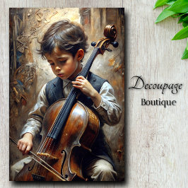 Young Cellist Decoupage Seidenpapier