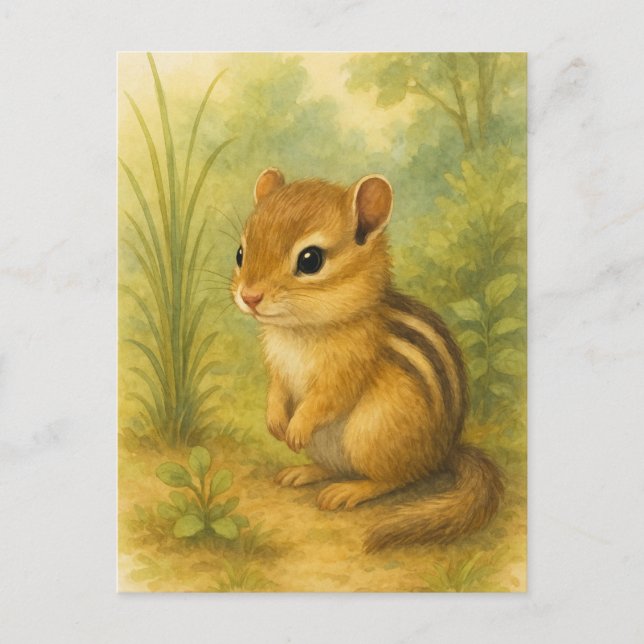 Young Chipmunk Baby Wild Animals Postcard Postkarte (Vorderseite)