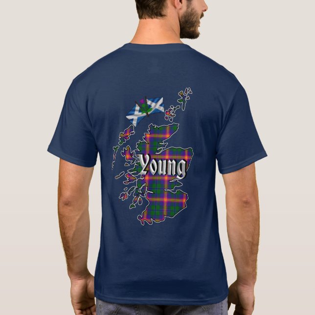 Young Clan Abzeichen & Tartan Map of Scotland T -  T-Shirt (Rückseite)
