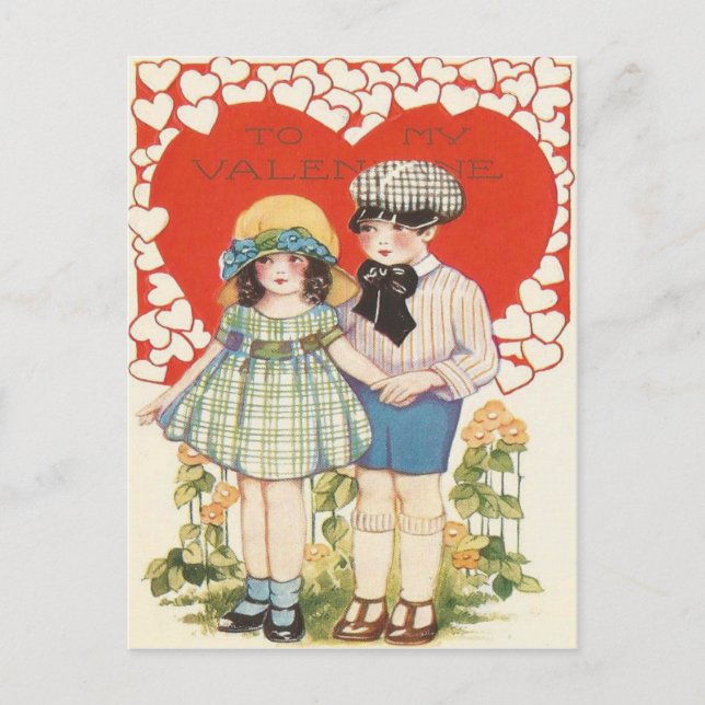 Young Couple Heart Hearts Daisy Postkarte (Vorderseite)