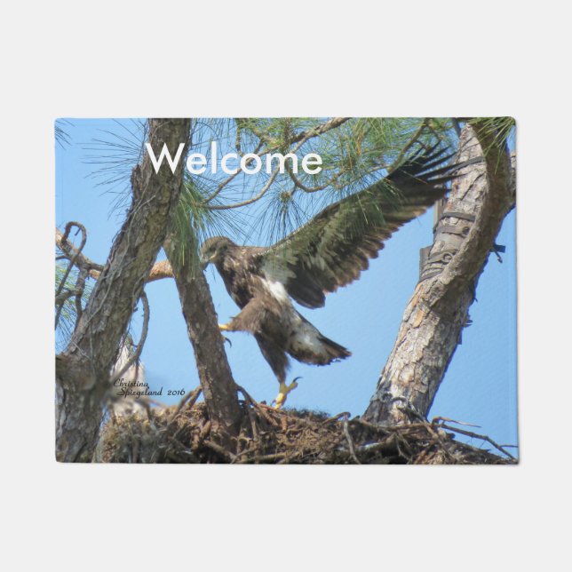 Young Eagle bereit Spiegeland Doormat zu fliegen Fußmatte (Vorderseite)