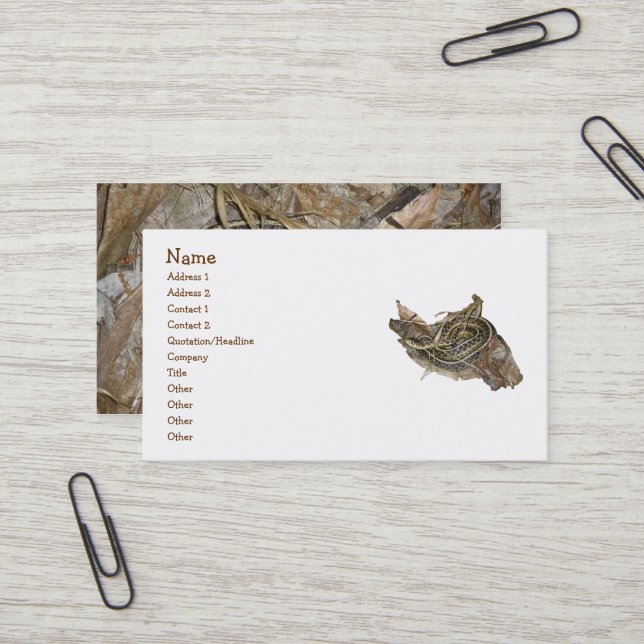 Young Eastern Garter Snake Business Card Visitenkarte (Vorderseite/Rückseite Beispiel)