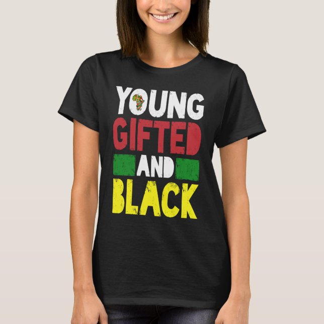 Young ed And Black African Pride Black History Mon T-Shirt (Vorderseite)