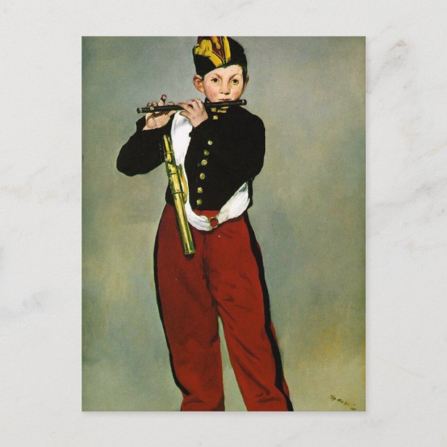 Young Flutist Fifer Manet Impressionist Malerei Postkarte (Vorderseite)