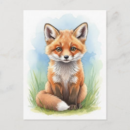 Young Fox Baby Wild Animals Postcard Postkarte