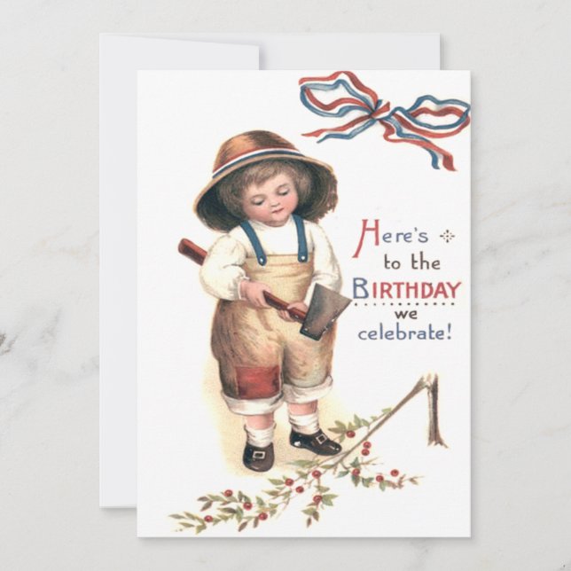 Young George Washington holt Cherry Tree herunter Einladung (Vorderseite)