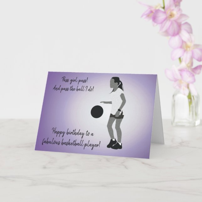 Young Girl Basketball Player Karte (Orchidee)