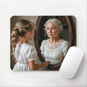 Young Girl Blick auf Großmutter Reflektion Mousepad