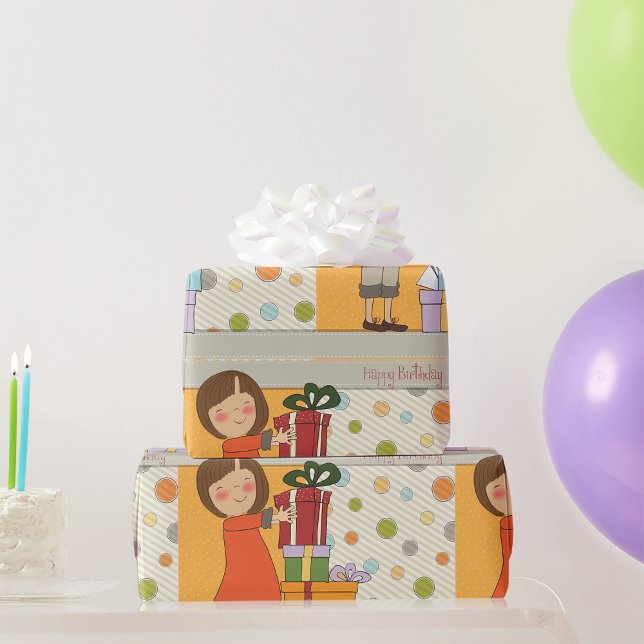 Young Girl Happy Birthday Geschenkpapier (Von Creator hochgeladen)