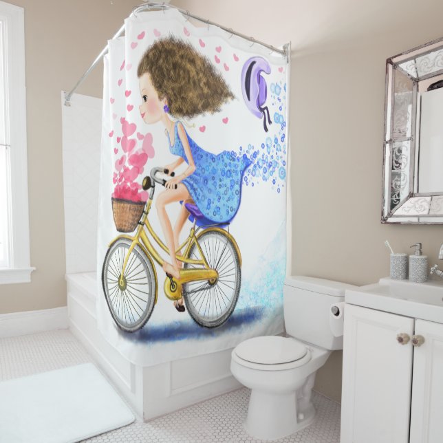 Young Girl mit Bike Duschvorhang Geschenk (Beispiel)