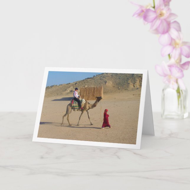 Young Girl mit Camel Portrait Karte (Orchidee)