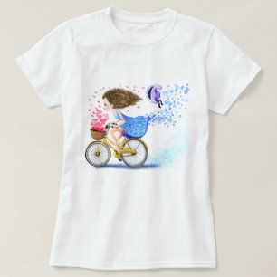 Young Girl on a Bike T - Shirt Romantische Liebe