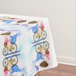 Young Girl on a Bike Tablecloge Romantische Liebe Tischdecke