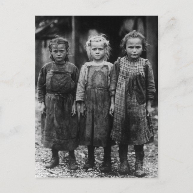 Young Girl Oyster Shuckers, Anfang der 1900er Postkarte (Vorderseite)