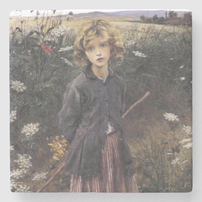 Young Girl Walking Under Blume (Bastien-Lepage) Steinuntersetzer (Vorderseite)