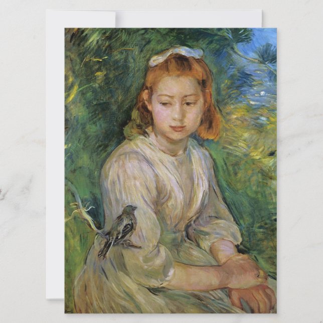 Young Girl With a Bird (von Berthe Morisot) Karte (Vorderseite)