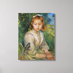 Young Girl With a Bird (von Berthe Morisot) Leinwanddruck