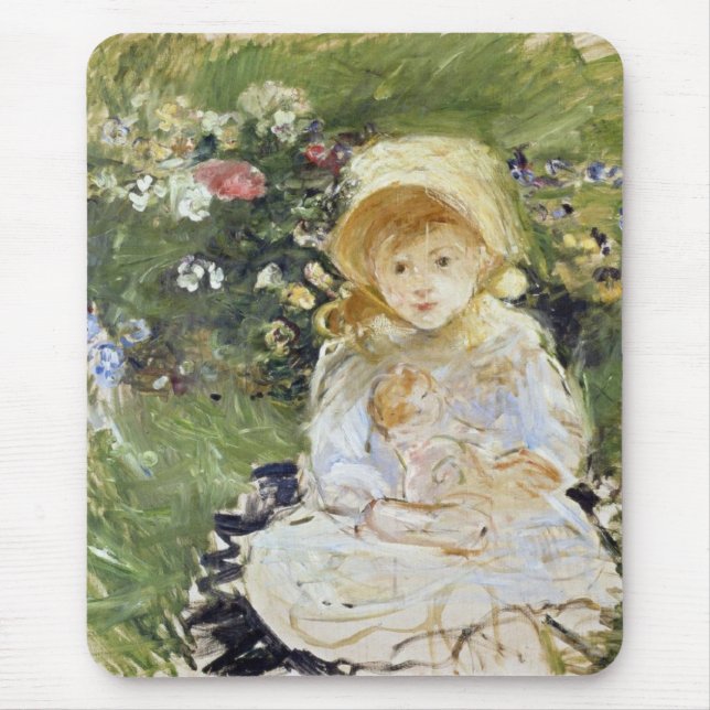 Young Girl with a Doll (von Berthe Morisot) Mousepad (Vorne)