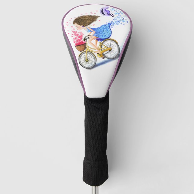 Young Girl with Bike Golf Head Cover Golf Headcover (Vorderseite)