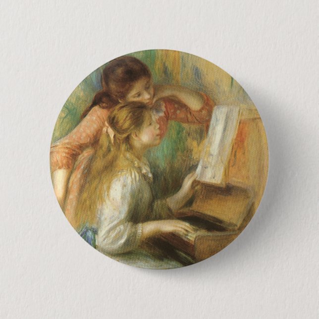Young Girls at Piano von Pierre Renoir Button (Vorderseite)