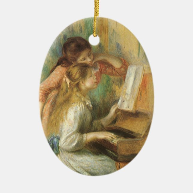 Young Girls at Piano von Pierre Renoir Keramik Ornament (Vorne)