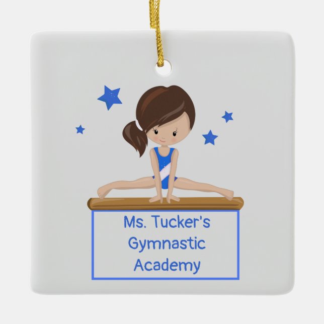 Young Gymnast Academy School Class Custom Text Keramikornament (Vorderseite)