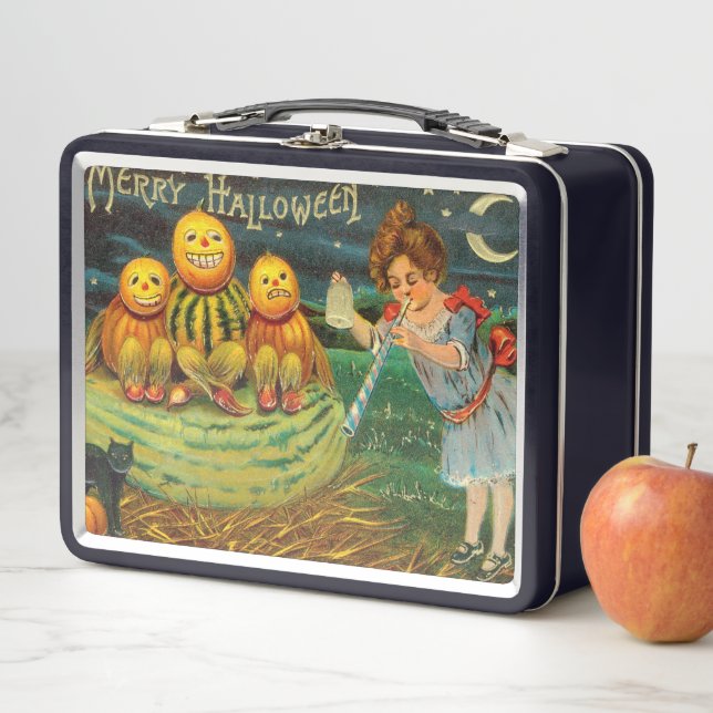 Young Hexe's Brew: Pumpkin Men on Magick Altar Metall Brotdose (Beispiel)