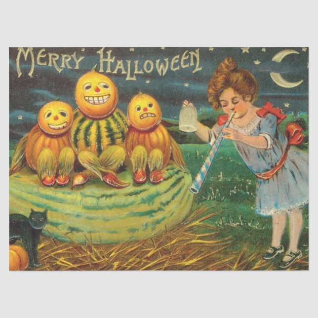 Young Hexe's Brew: Pumpkin Men on Magick Altar Seidenpapier (Vorderseite)