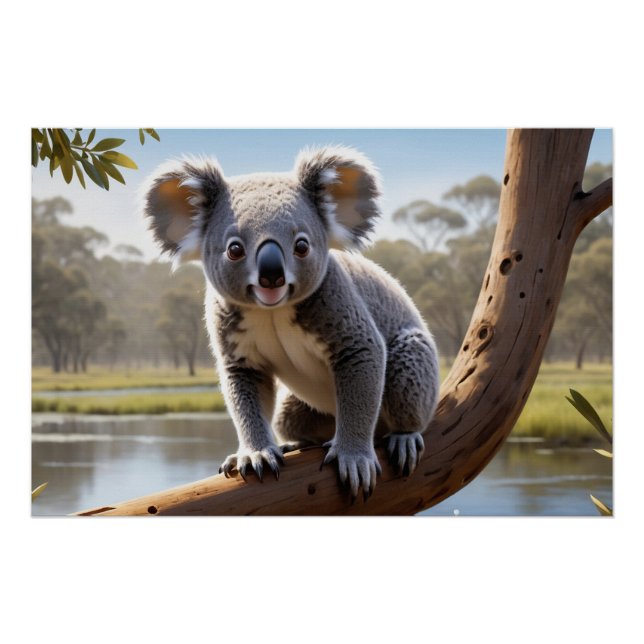 Young Koala am See Poster (Vorderseite)