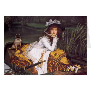 Young Lady & Her Pet Carlin en bateau par James Ti