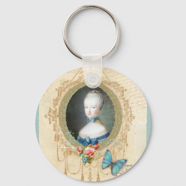 Young Marie Antoinette Butterfly Art Print Schlüsselanhänger (Vorderseite)