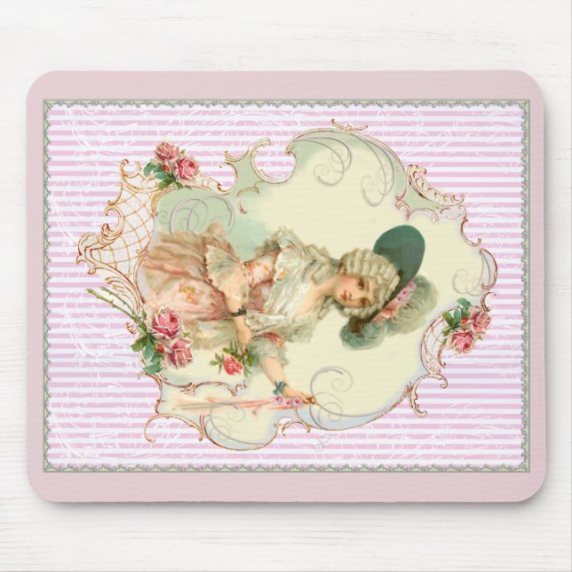 Young Marie Antoinette Pink Roses Mousepad (Vorne)