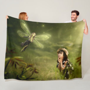 YOUNG MIRL SEES FAIRY FLEECEDECKE