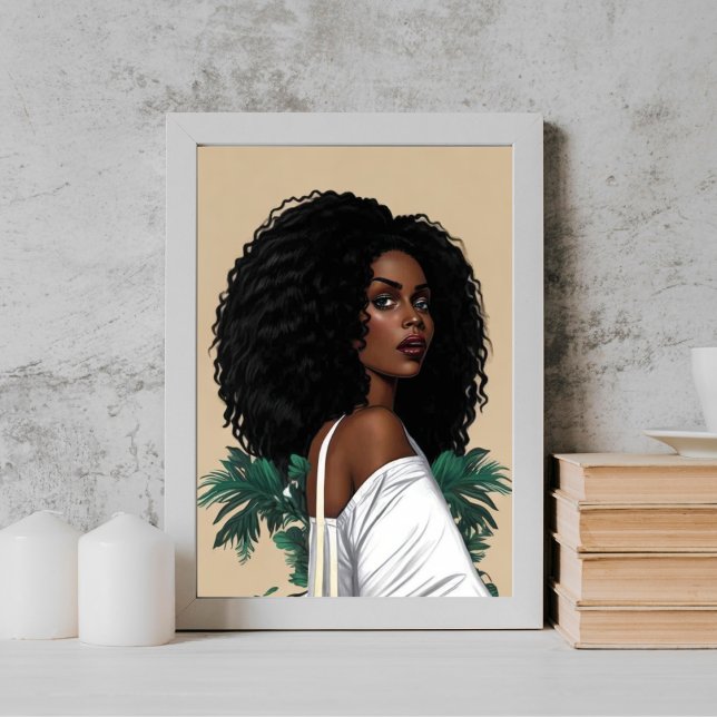 Young Modern Black Afro Girl illustriert Poster (Von Creator hochgeladen)